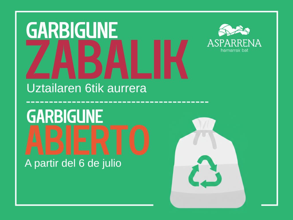 GARBIGUNEA BERRIRO ZABALIK DAGO!